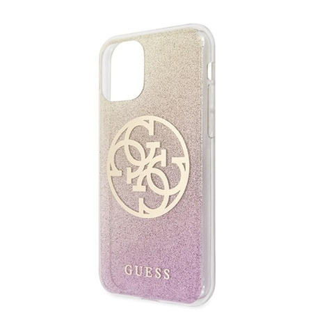 Guess Gradient Circle Glitter 4G - Coque iPhone 11 Pro (Or/Rose)