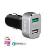 Crong Power Car Charger 30W - USB QuickCharge 3.0 + USB 2.4A car charger (aluminum)