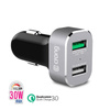 Chargeur de voiture Crong Power 30W - Chargeur de voiture USB QuickCharge 3.0 + USB 2.4A (aluminium)