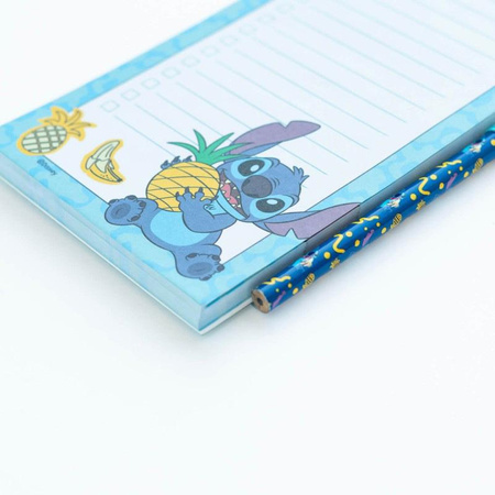 Disney Stitch - Magnetický zápisník / nákupní seznam na ledničku + tužka z kolekce Tropical (10 x 21 cm)