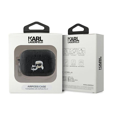 Karl Lagerfeld Monogramme Karl & Choupette Head - Étui AirPods Pro 2 (noir)