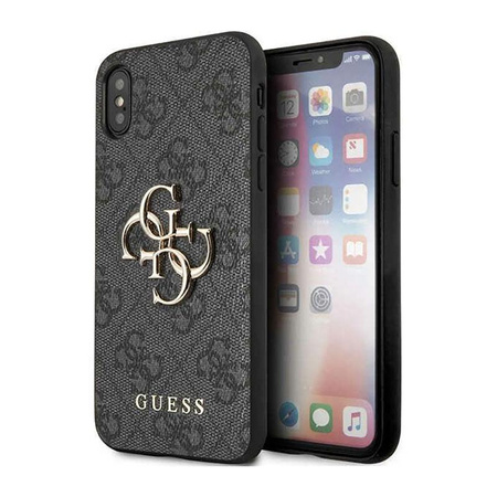 Guess 4G Big Metal Logo - Coque iPhone X (grise)