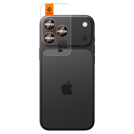 Spigen Optik Pro GLAS.TR EZ Fit Kameraschutz 2er-Pack - Glaslinsenschutz für iPhone 16 Pro / 16 Pro Max / 17 Pro / 17 Pro Max (2 Stück) (Orange)