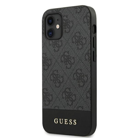 Guess 4G Bottom Stripe Kollektion - iPhone 12 mini Tasche (grau)