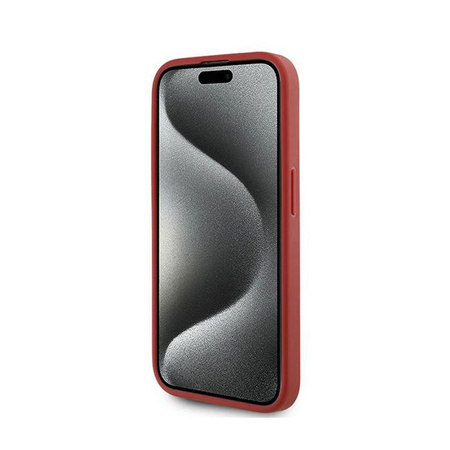 Karl Lagerfeld Diagonal Quilted Script - Coque pour iPhone 15 Pro (rouge)
