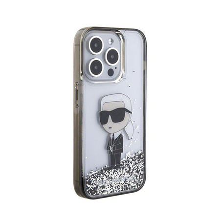 Karl Lagerfeld Liquid Glitter Ikonik - iPhone 15 Pro Tasche (Transparent)
