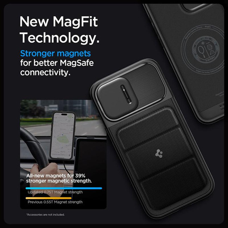 Spigen Optik Armor Mag MagSafe - Étui pour iPhone 15 Pro Max (Noir)