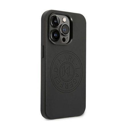 Karl Lagerfeld Leather Perforated Logo Case - iPhone 14 Pro Max Case (black)