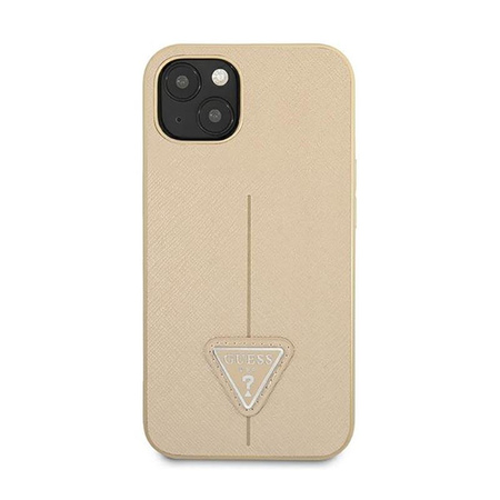 Guess Saffiano háromszög logós tok - iPhone 13 mini tok (bézs)