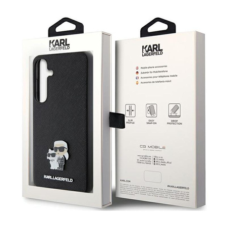 Karl Lagerfeld Saffiano Karl & Choupette Metal Pin - Samsung Galaxy S24 Tasche (schwarz)