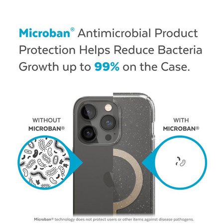 Speck Presidio Perfect-Clear with Glitter + MagSafe - iPhone 14 Pro Case with MICROBAN Coating (Clear / Gold Glitter)