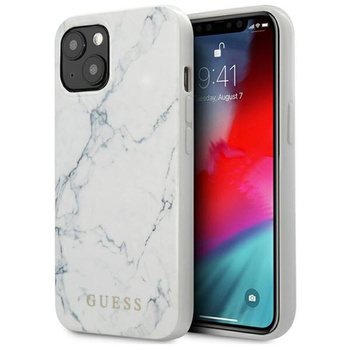 Guess Marble - Coque pour iPhone 13 (blanc)