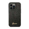 Guess Glitter Flakes Metal Logo Case - pouzdro pro iPhone 14 Pro Max (černé)