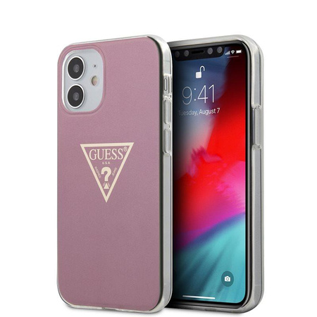 Guess Metallic Triange - pouzdro pro iPhone 12 Mini (růžové)