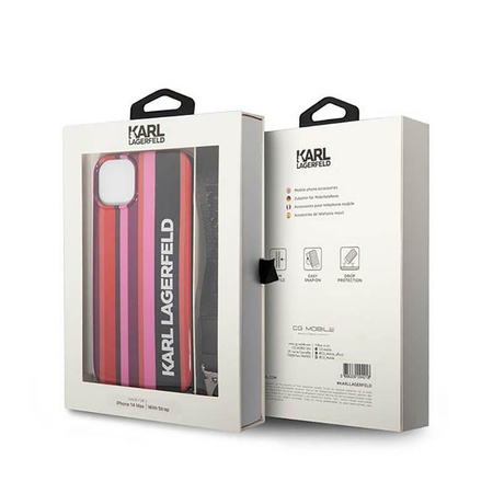 Karl Lagerfeld Color Stripes Strap - pouzdro pro iPhone 14 (růžové)