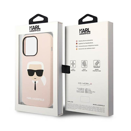 Karl Lagerfeld Silicone Iconic Karl`s Head - Coque iPhone 14 Pro (rose)