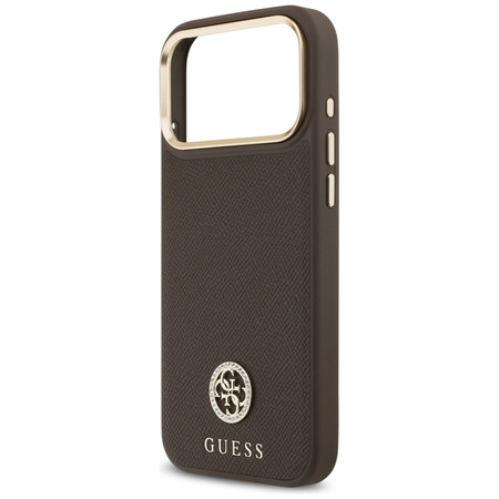 Guess Grained Strass Logo MagSafe - Hülle iPhone 17 Pro Max (braun)