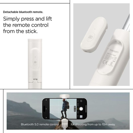 Spigen S541W Bluetooth Selfie Stick Tripod – Stativ für Smartphone / Selfie-Stick-Halterung (Dune Beige)