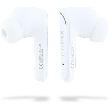 Guess Flat Classic Logo Electroplated - Casque TWS + étui de chargement (blanc)