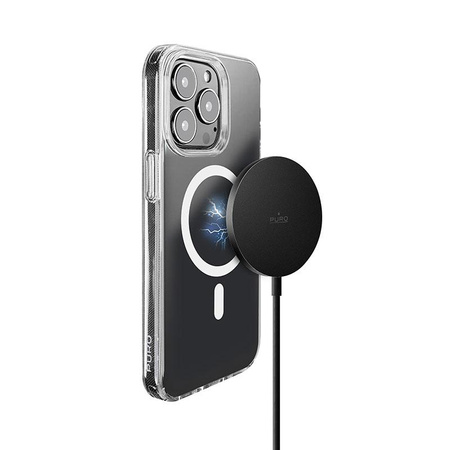 Câble de charge magnétique Puro USB-C Magsafe - Chargeur sans fil à induction de 15 W (noir)