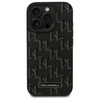 Karl Lagerfeld Leder Monogramm Metall Logo MagSafe - iPhone 16 Pro Tasche (schwarz)