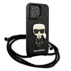 Karl Lagerfeld Monogramm Lederaufnäher und Kordel Iconik - iPhone 13 Pro Tasche