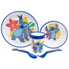 Disney Stitch - Set de 5 plats antidérapants pour micro-ondes. (assiette, bol, tasse, fourchette, cuillère)