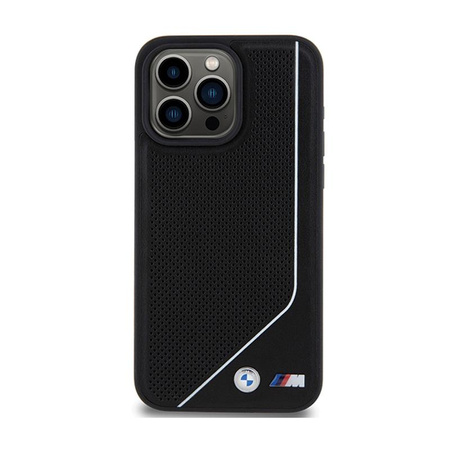 BMW Perforované pouzdro Twisted Line MagSafe - iPhone 15 Pro (černé)