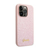 Guess Glitter Flakes Metall Logo Tasche - iPhone 14 Pro Tasche (rosa)