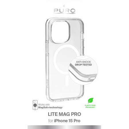 PURO LITE MAG PRO - Pouzdro MagSafe pro iPhone 15 Pro (průhledné)