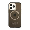 Guess Gold Outline Průsvitné pouzdro MagSafe - iPhone 13 Pro Max (černé)