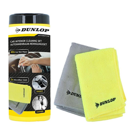 Dunlop - Sada utěrek z mikrovlákna + vlhčené ubrousky pro interiér vozu