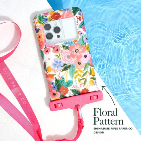 Rifle Paper Waterproof Floating Pouch - Waterproof case for smartphones up to 6.7" (Garden Party Blush)