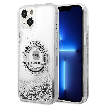 Karl Lagerfeld Liquid Glitter Round RSG Logo Case - Coque pour iPhone 14 Plus (argent)