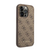 Guess 4G Metal Gold Logo - pouzdro pro iPhone 14 Pro (hnědé)