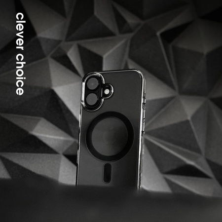 Crong Clear MAG Pro - Custodia MagSafe per iPhone 15 Pro (Nero)