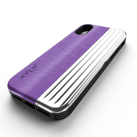 Zizo Retro Series - iPhone Xs/ X case with card pocket + stand + 9H glass for screen (Purple/Silver)