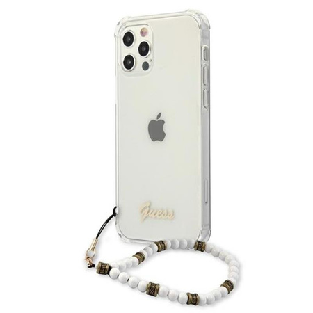 Guess White Pearl Strap - iPhone 12 / iPhone 12 Pro Tasche (Transparent)