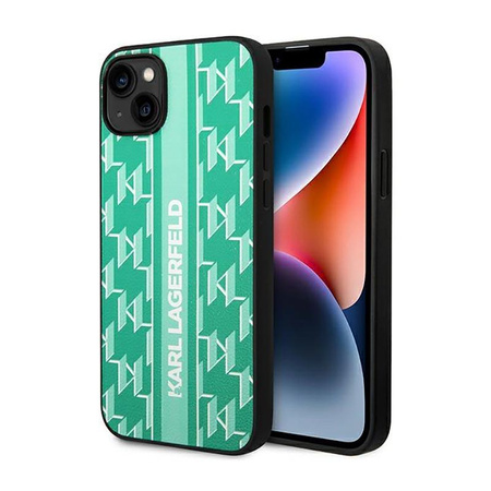Karl Lagerfeld Monogram Stripe - Étui pour iPhone 14 (vert)