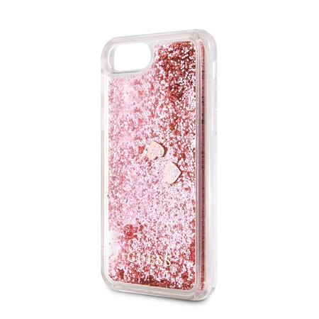 Guess Liquid Glitter Hearts - iPhone SE 2020 / 8 / 7 tok (rózsaszín / piros)