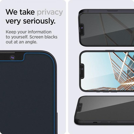 Spigen GLAS.TR EZ FIT Privacy – Gehärtetes Glas mit Blickschutzfilter für iPhone 16e / iPhone 14 / iPhone 13 Pro / iPhone 13 2 Stk