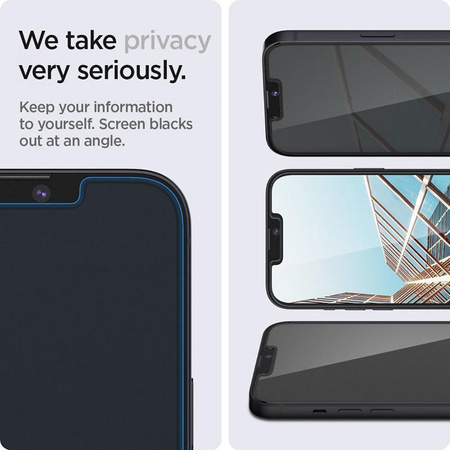 Spigen GLAS.TR EZ FIT Privacy - Edzett üveg adatvédelmi szűrővel iPhone 14 / iPhone 13 Pro / iPhone 13-hoz 2 db