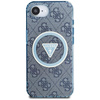 Guess IML Metal Glitter 4G Circle Triangle MagSafe - étui pour iPhone 16e (bleu)
