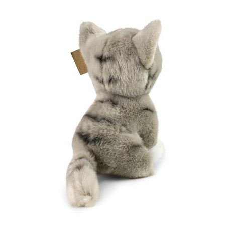 GRAUE KATZE PUSH MOUSE, realistische Katze, ECO-Plüsch, Geschenk, 18cm