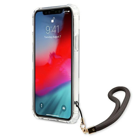 Guess Marble with cord - Etui iPhone 12 / iPhone 12 Pro (szary)