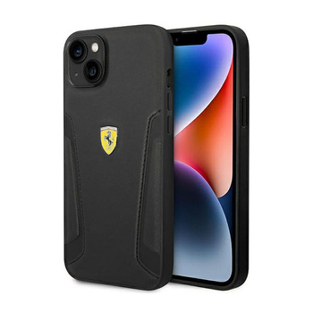 Étui en cuir Ferrari Stamp Sides - iPhone 14 Case (Noir)