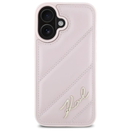 Karl Lagerfeld Quilted Signature - pouzdro pro iPhone 16 (růžové)