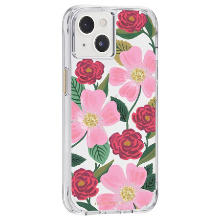 Rifle Paper Clear - Etui iPhone 14 zdobione złotem (Rose Garden)