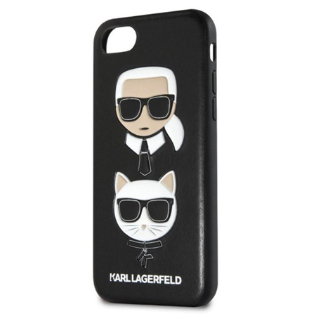 Karl Lagerfeld dombornyomott tok Karl & Choupette - iPhone SE 2020 / 8 / 7 tok (fekete)
