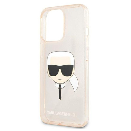 Karl Lagerfeld Karl's Head Glitter - pouzdro pro iPhone 13 Pro (zlaté)